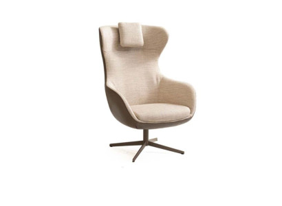 Armchair Wing Chair Cocktail Chair Single Seater Fabric Beige Modern Seater